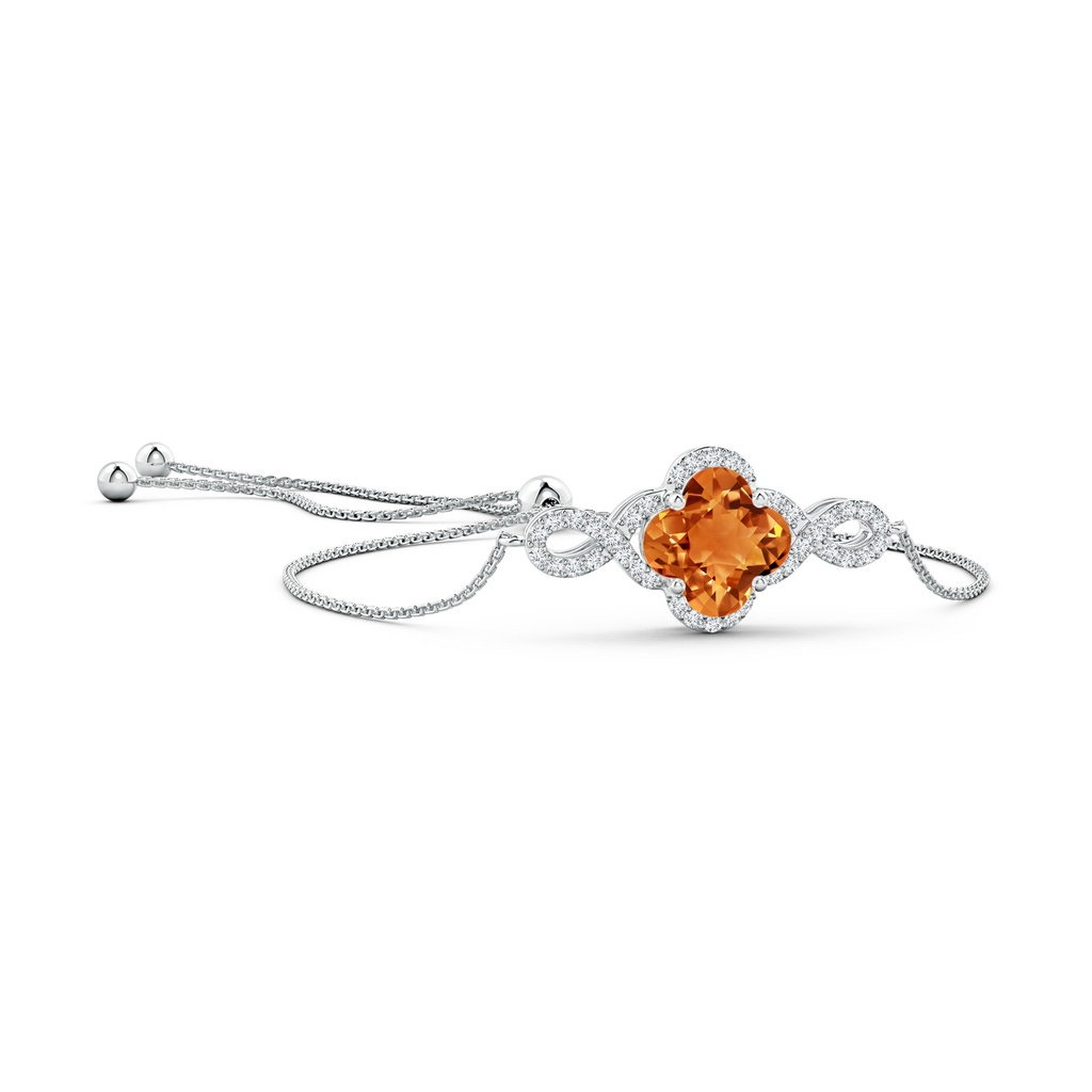 8mm AAAA Clover-Shaped Citrine Halo Infinity Bracelet in White Gold 