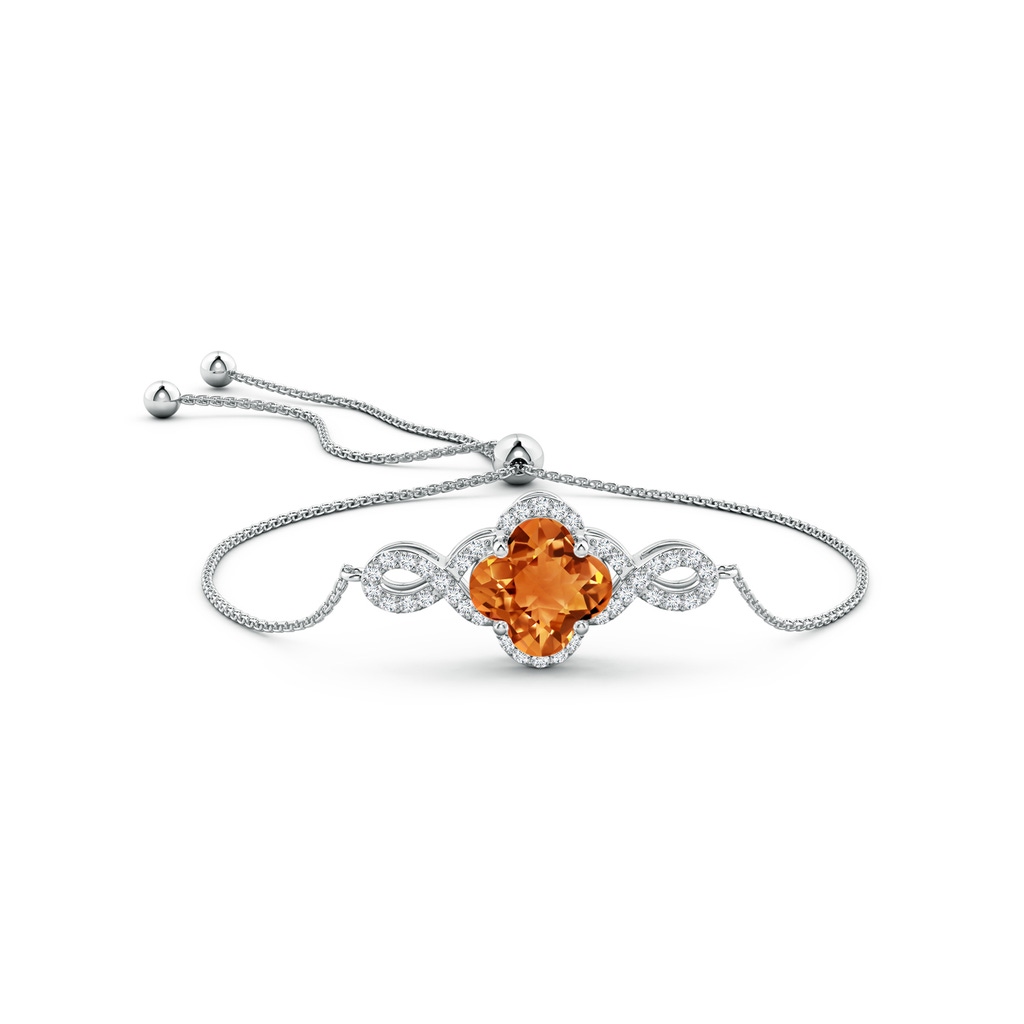 8mm AAAA Clover-Shaped Citrine Halo Infinity Bracelet in White Gold Side-1