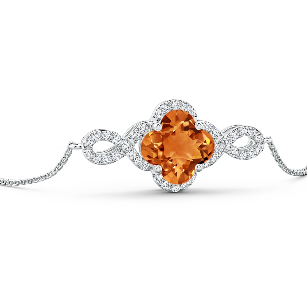 8mm AAAA Clover-Shaped Citrine Halo Infinity Bracelet in White Gold Side-2