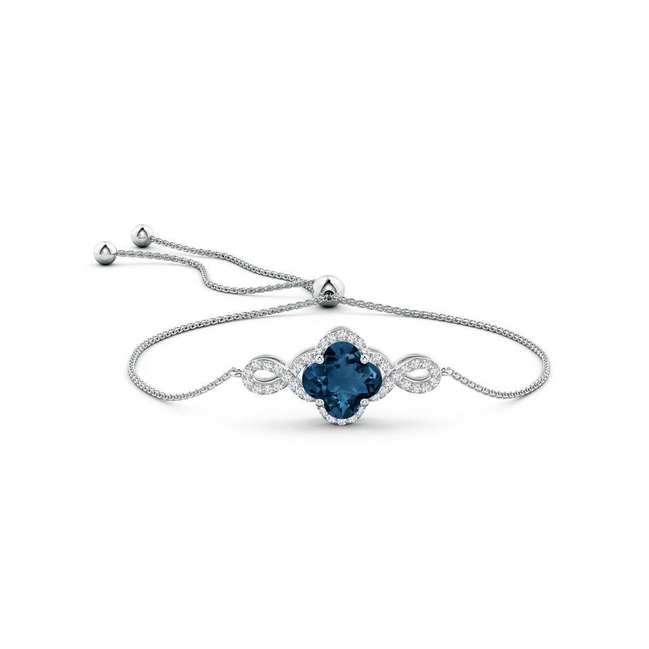 7mm AAAA Clover-Shaped London Blue Topaz Halo Infinity Bracelet in White Gold side-1