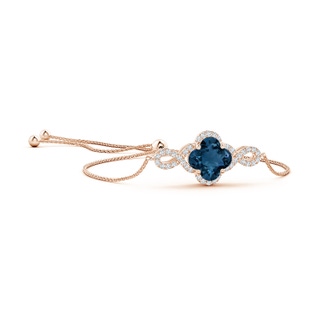 8mm AAAA Clover-Shaped London Blue Topaz Halo Infinity Bracelet in Rose Gold