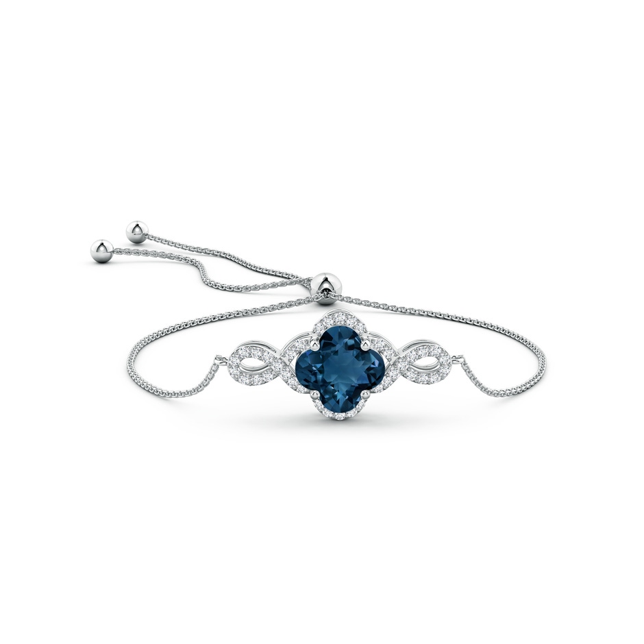 8mm AAAA Clover-Shaped London Blue Topaz Halo Infinity Bracelet in White Gold side-1