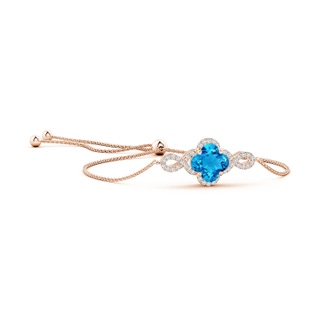 7mm AAAA Clover-Shaped Swiss Blue Topaz Halo Infinity Bracelet in Rose Gold