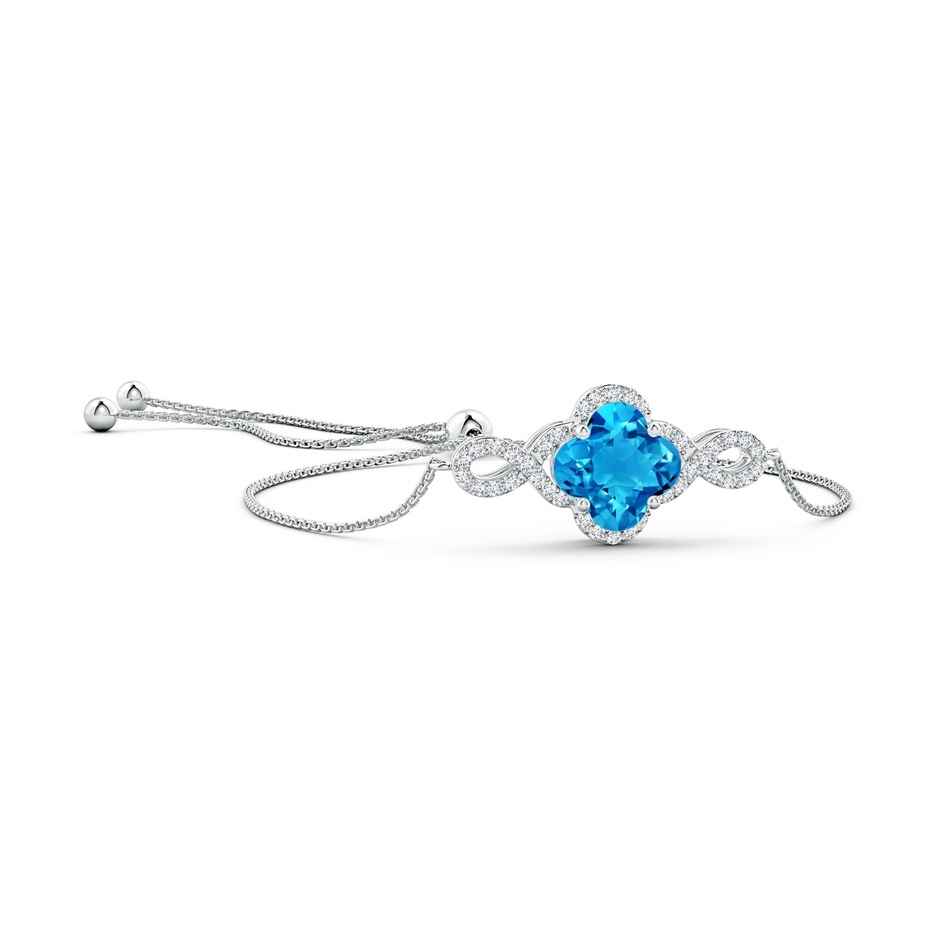 8mm AAAA Clover-Shaped Swiss Blue Topaz Halo Infinity Bracelet in White Gold 