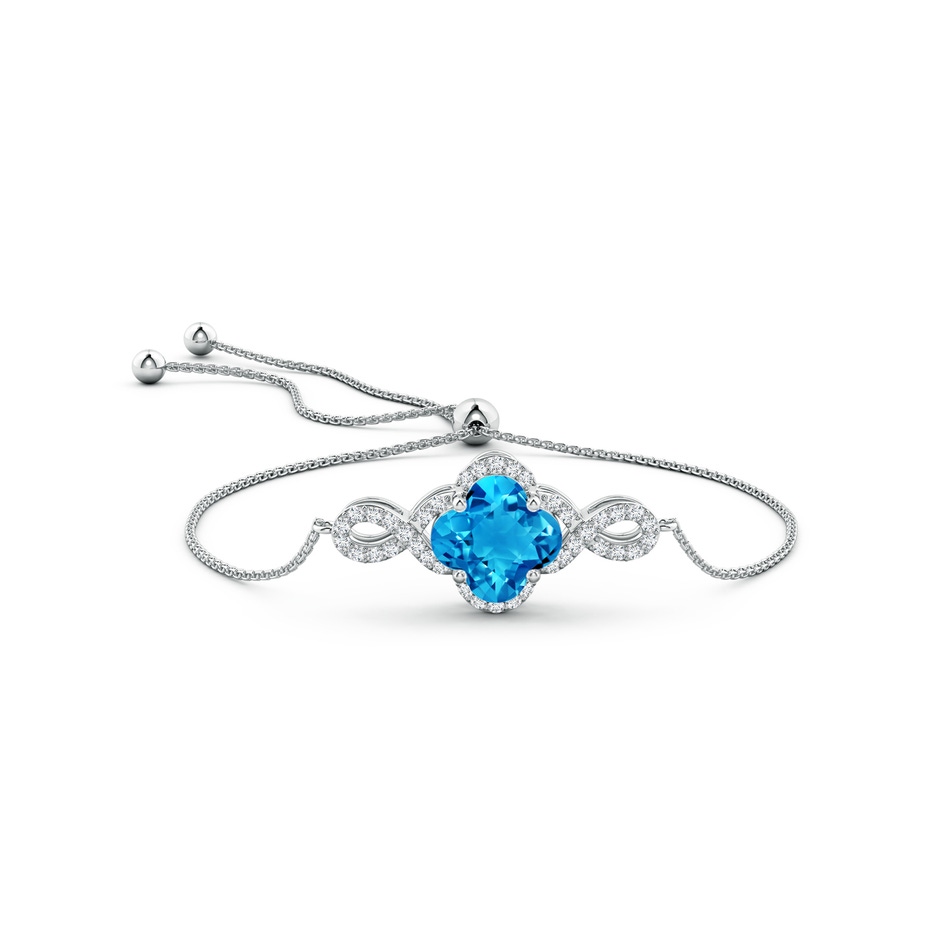 8mm AAAA Clover-Shaped Swiss Blue Topaz Halo Infinity Bracelet in White Gold side-1