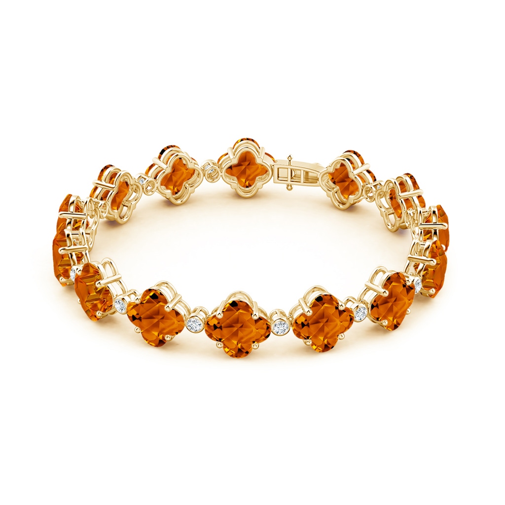 7mm AAAA Clover-Shaped Citrine Bracelet with Diamonds in 10K Yellow Gold Side-1