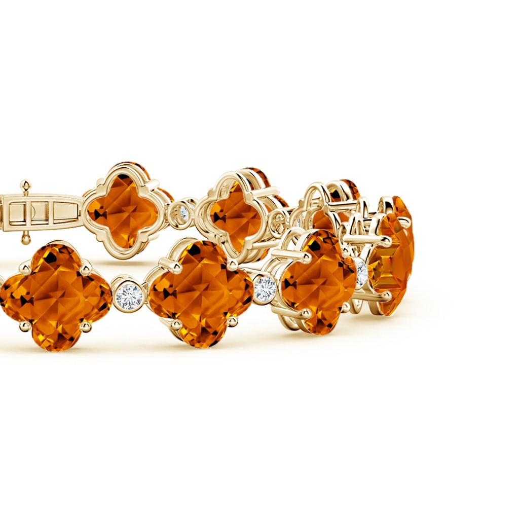 7mm AAAA Clover-Shaped Citrine Bracelet with Diamonds in 10K Yellow Gold Side-2