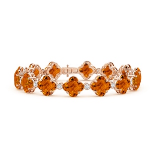 7mm AAAA Clover-Shaped Citrine Bracelet with Diamonds in Rose Gold