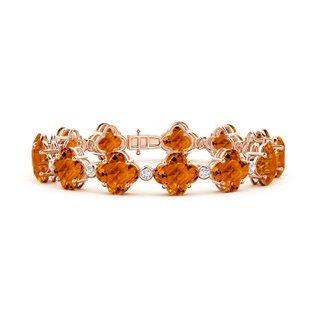 8mm AAAA Clover-Shaped Citrine Bracelet with Diamonds in 9K Rose Gold