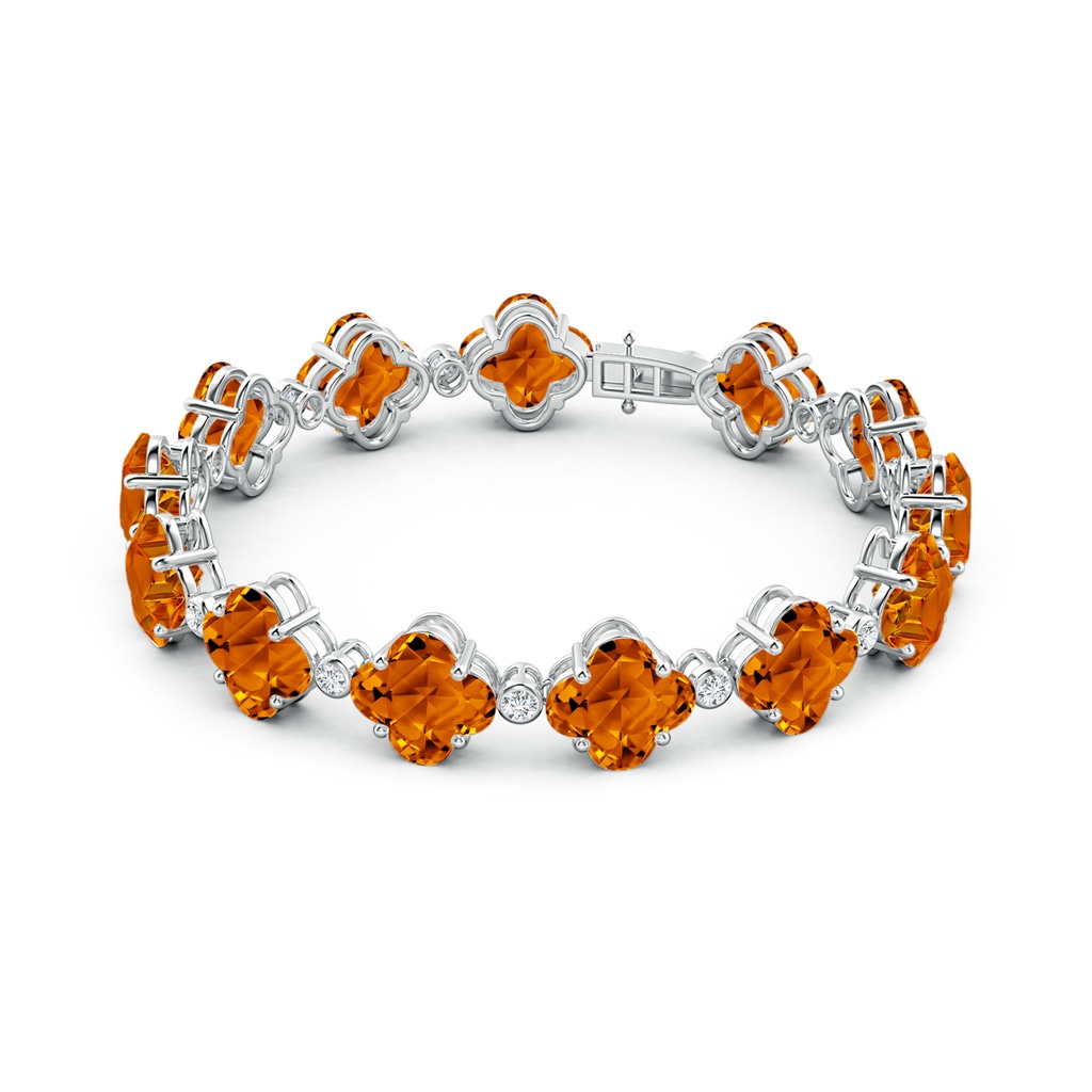 8mm AAAA Clover-Shaped Citrine Bracelet with Diamonds in White Gold Side-1