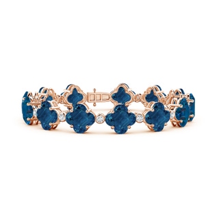 8mm AAAA Clover-Shaped London Blue Topaz Bracelet with Diamonds in 10K Rose Gold