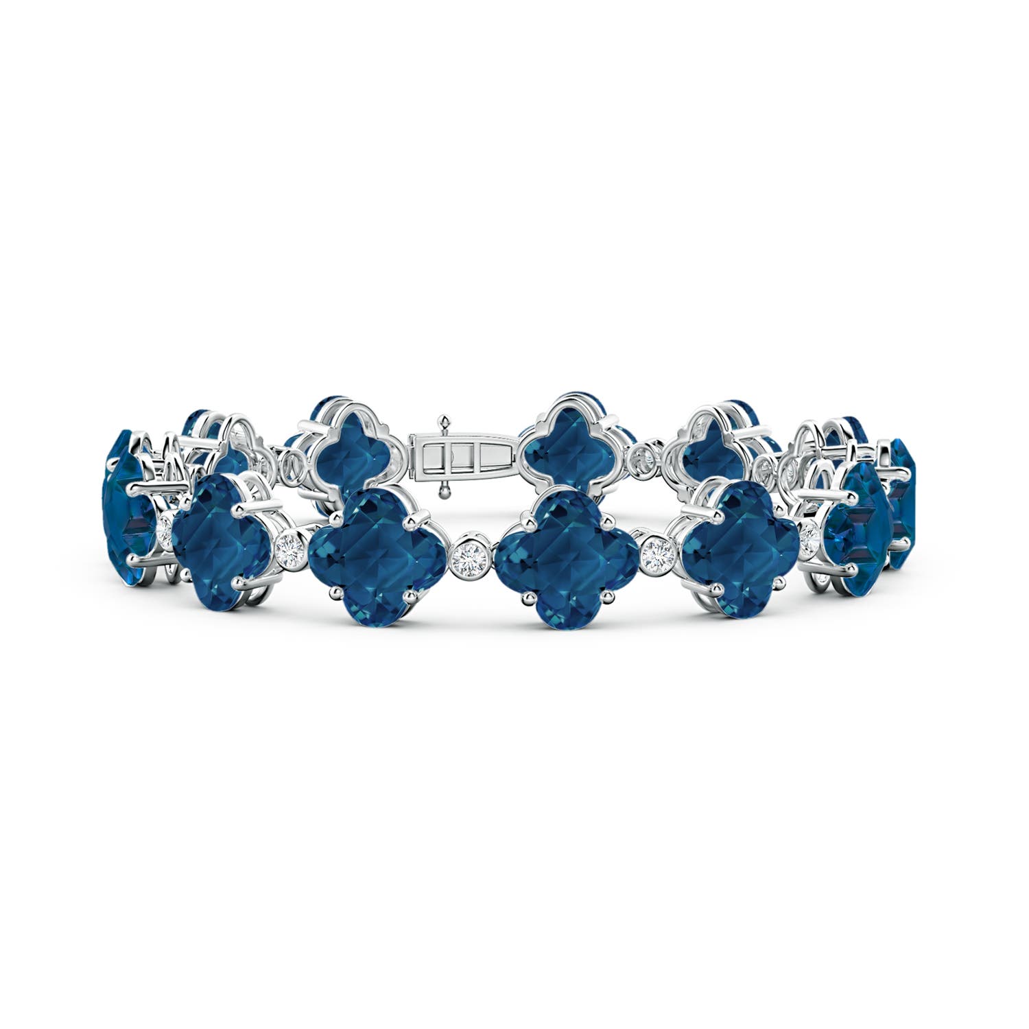 Oval Blue Topaz Bracelet in Sterling Silver with Diamonds (1/10ct tw) –  Day's Jewelers