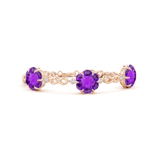 9mm AAAA Six-Petal Amethyst Three-Flower Infinity Bracelet in 9K Rose Gold