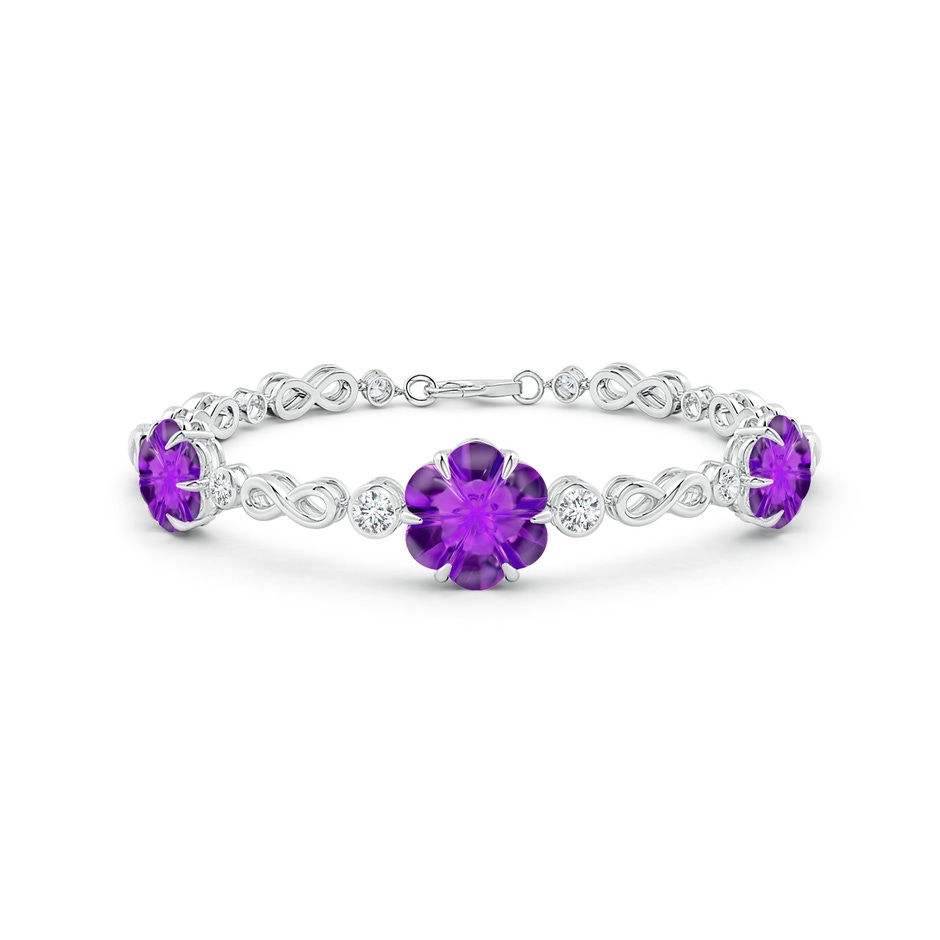 9mm AAAA Six-Petal Amethyst Three-Flower Infinity Bracelet in White Gold side-1