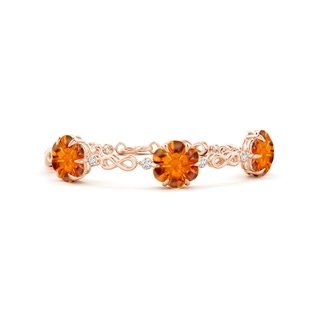 9mm AAAA Six-Petal Citrine Three-Flower Infinity Bracelet in 10K Rose Gold