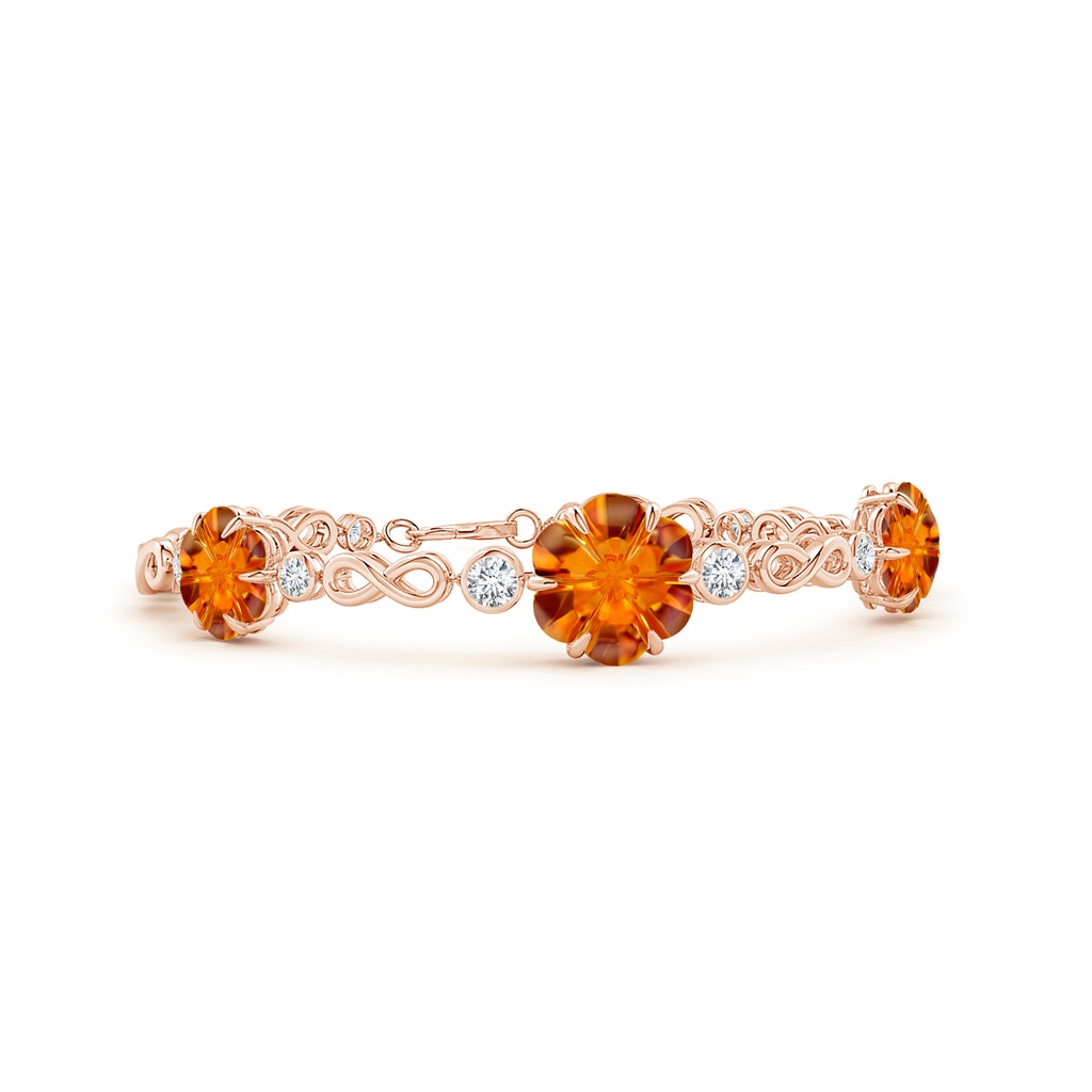 9mm AAAA Six-Petal Citrine Three-Flower Infinity Bracelet in Rose Gold