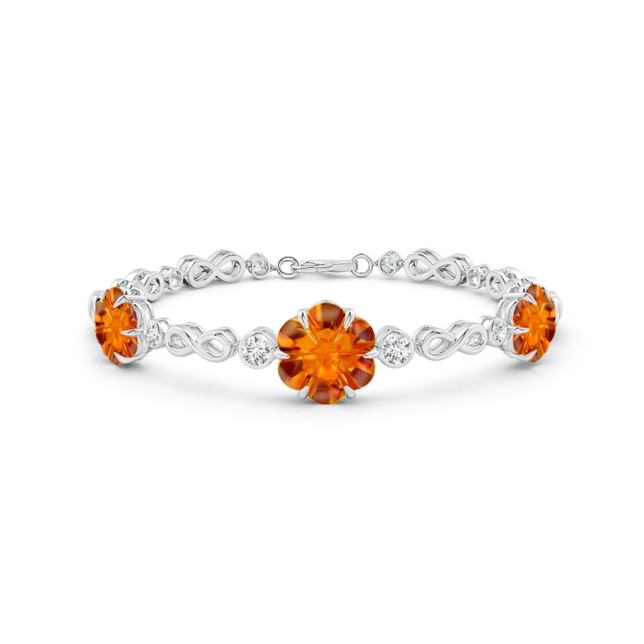 9mm AAAA Six-Petal Citrine Three-Flower Infinity Bracelet in White Gold side-1