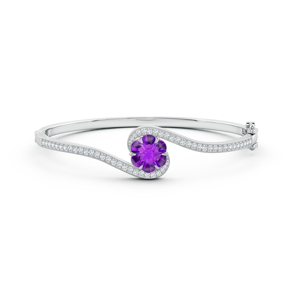 9mm AAAA Six-Petal Amethyst Flower Bypass Bangle Bracelet in White Gold side-1