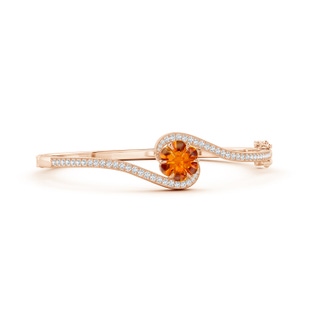 9mm AAAA Six-Petal Citrine Flower Bypass Bangle Bracelet in Rose Gold