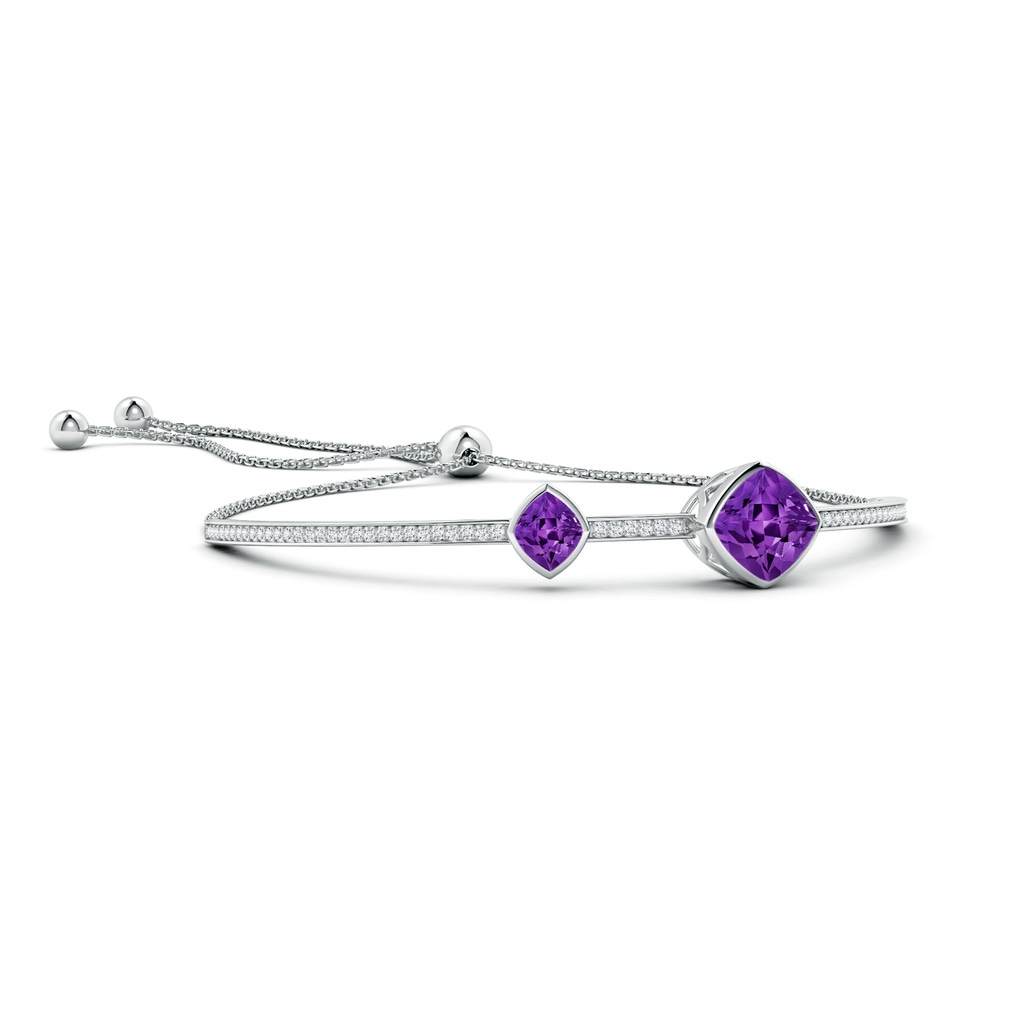 11x10mm AAAA Bezel-Set Lozenge-Shaped Amethyst Bolo Bracelet in White Gold