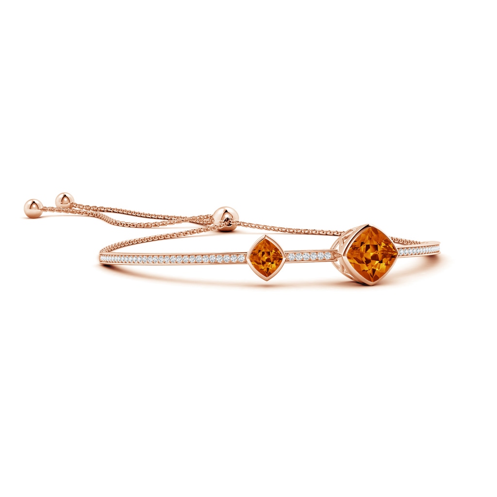 11x10mm AAAA Bezel-Set Lozenge-Shaped Citrine Bolo Bracelet in Rose Gold