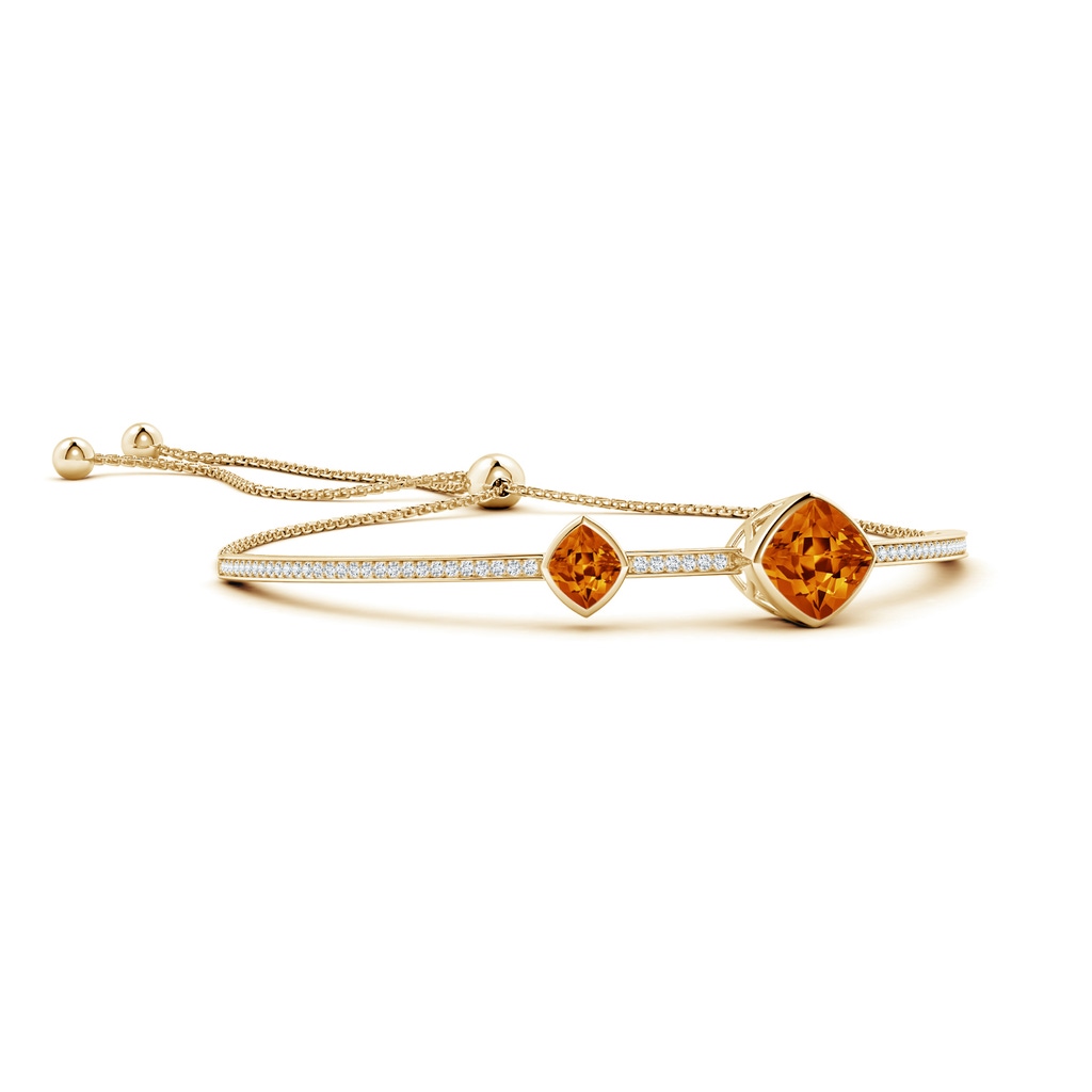 11x10mm AAAA Bezel-Set Lozenge-Shaped Citrine Bolo Bracelet in Yellow Gold