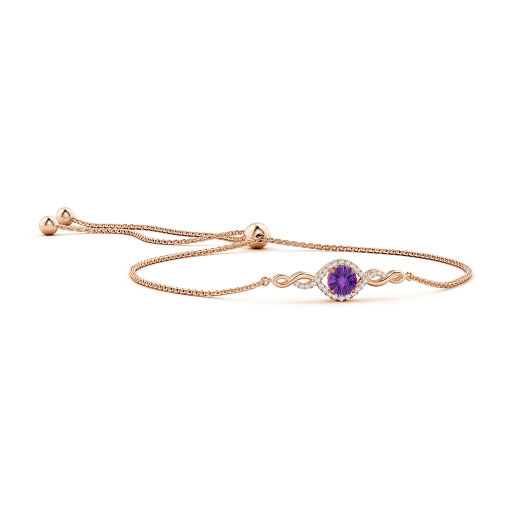 6mm AAAA Round Amethyst Infinity Bolo Bracelet in Rose Gold