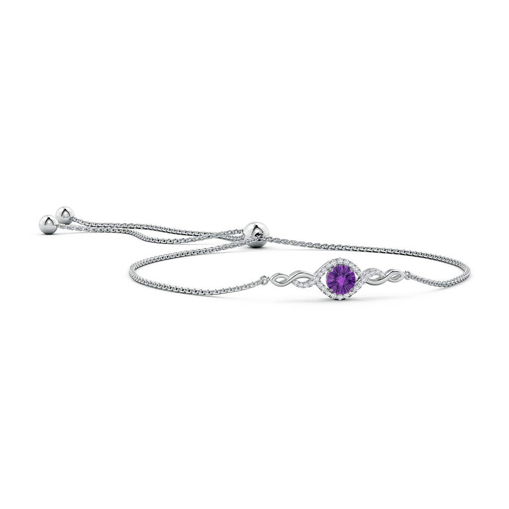 6mm AAAA Round Amethyst Infinity Bolo Bracelet in White Gold