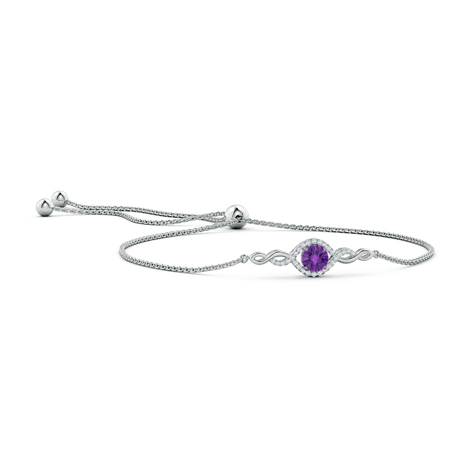 6mm AAAA Round Amethyst Infinity Bolo Bracelet in White Gold 