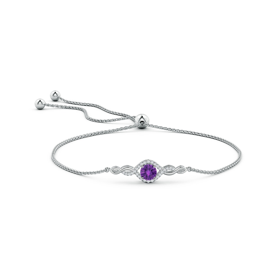 6mm AAAA Round Amethyst Infinity Bolo Bracelet in White Gold side-1