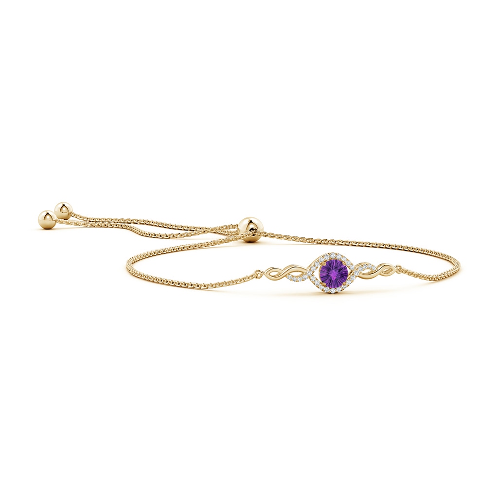 6mm AAAA Round Amethyst Infinity Bolo Bracelet in Yellow Gold