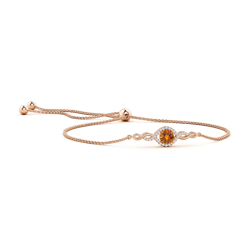 6mm AAAA Round Citrine Infinity Bolo Bracelet in Rose Gold