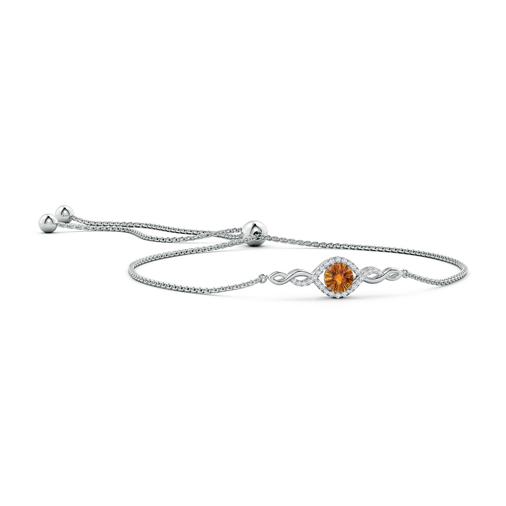 6mm AAAA Round Citrine Infinity Bolo Bracelet in White Gold