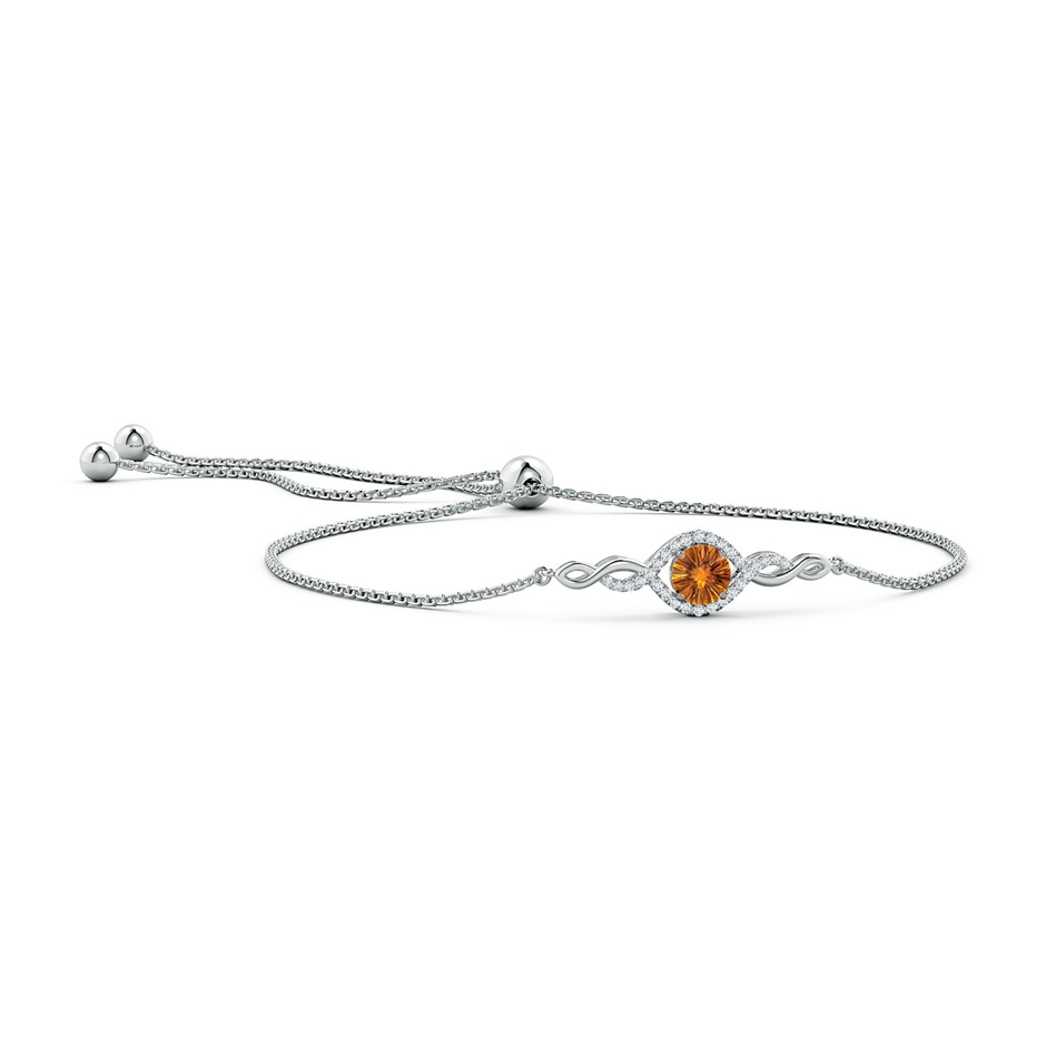 6mm AAAA Round Citrine Infinity Bolo Bracelet in White Gold 