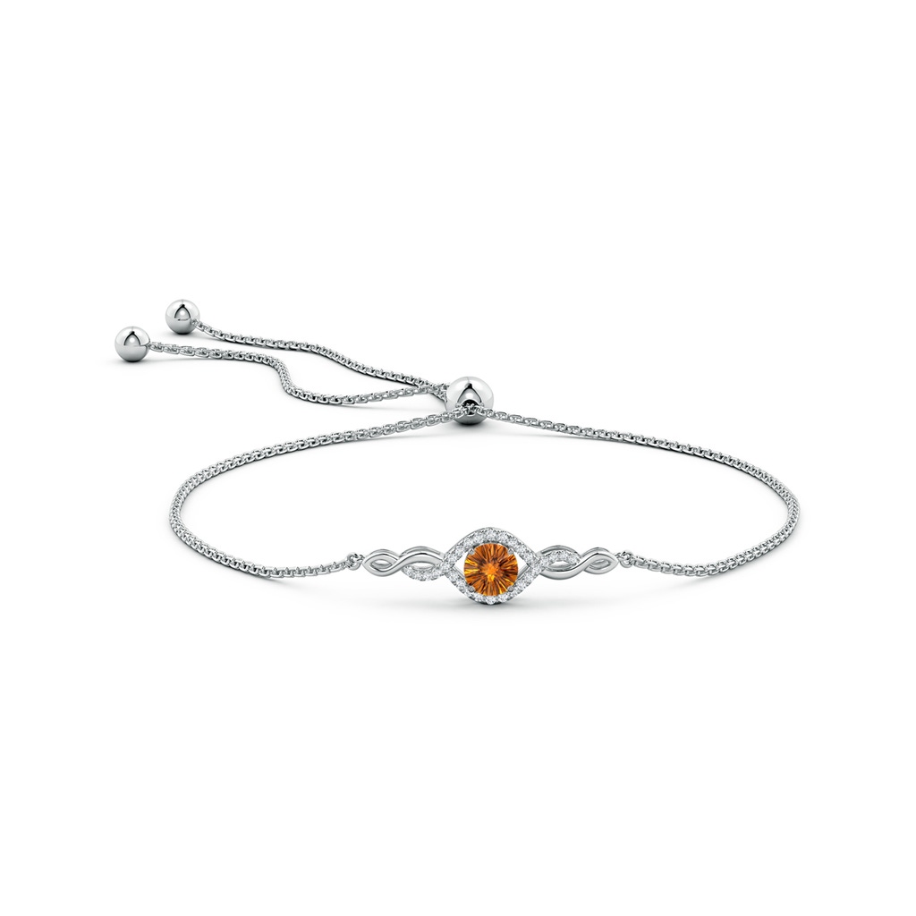 6mm AAAA Round Citrine Infinity Bolo Bracelet in White Gold Side-1