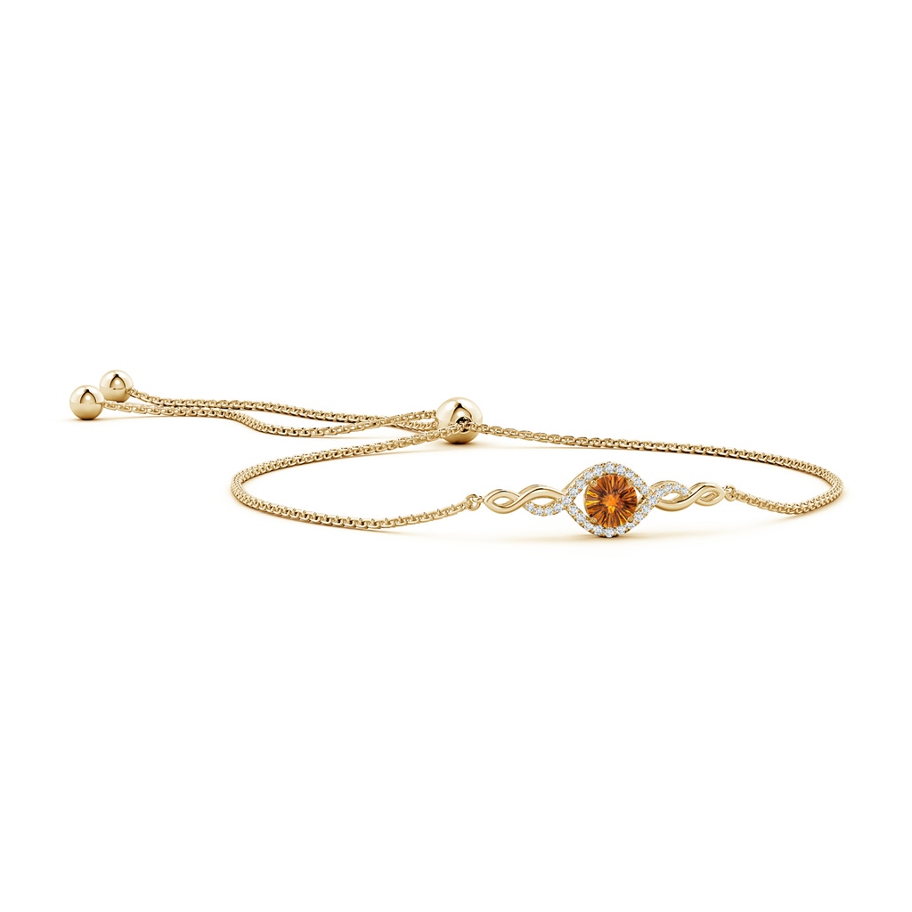 6mm AAAA Round Citrine Infinity Bolo Bracelet in Yellow Gold