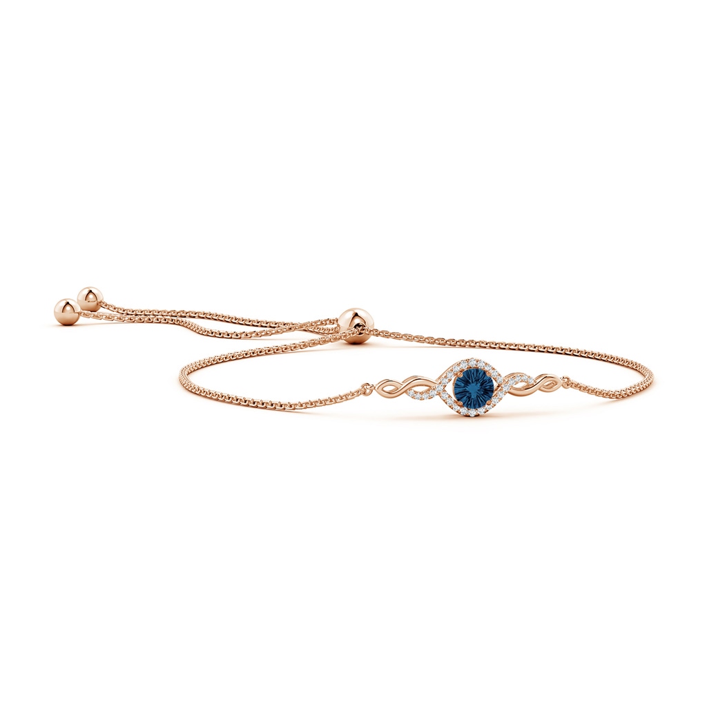 6mm AAAA Round London Blue Topaz Infinity Bolo Bracelet in Rose Gold