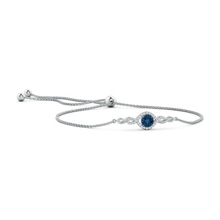 6mm AAAA Round London Blue Topaz Infinity Bolo Bracelet in White Gold