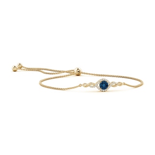 6mm AAAA Round London Blue Topaz Infinity Bolo Bracelet in Yellow Gold