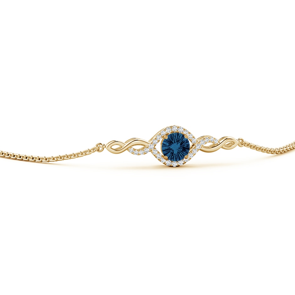 6mm AAAA Round London Blue Topaz Infinity Bolo Bracelet in Yellow Gold side-2