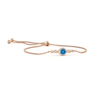 6mm AAAA Round Swiss Blue Topaz Infinity Bolo Bracelet in 9K Rose Gold