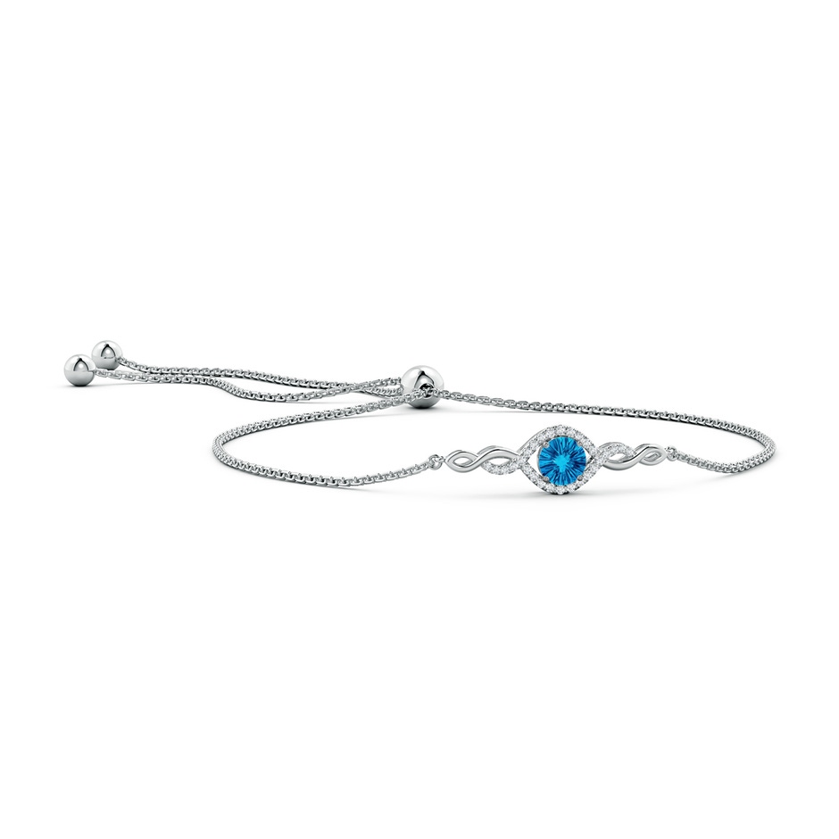 6mm AAAA Round Swiss Blue Topaz Infinity Bolo Bracelet in White Gold 