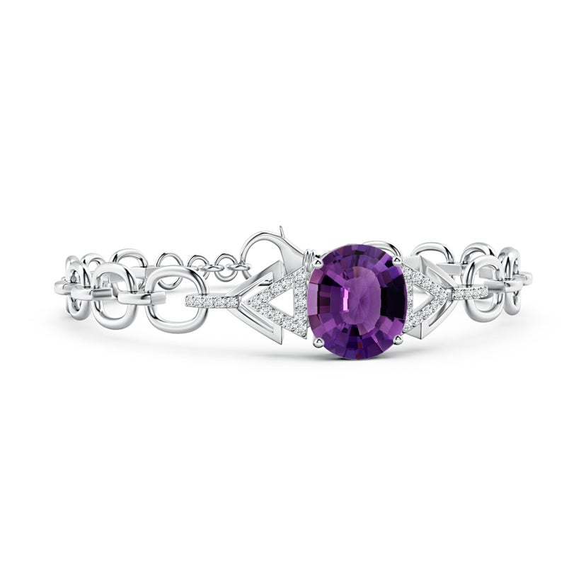 GIA Certified Oval Amethyst Intersecting Triangle Bracelet