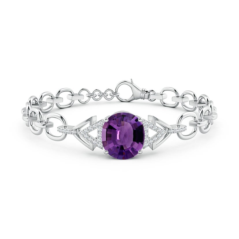 GIA Certified Oval Amethyst Intersecting Triangle Bracelet