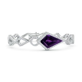 23.10x14.03x8.59mm AAAA GIA Certified Kite-Shaped Step-Cut Amethyst Bracelet in P950 Platinum