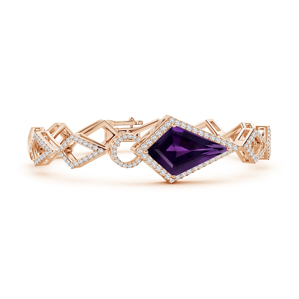 23.10x14.03x8.59mm AAAA GIA Certified Kite-Shaped Step-Cut Amethyst Bracelet in Rose Gold