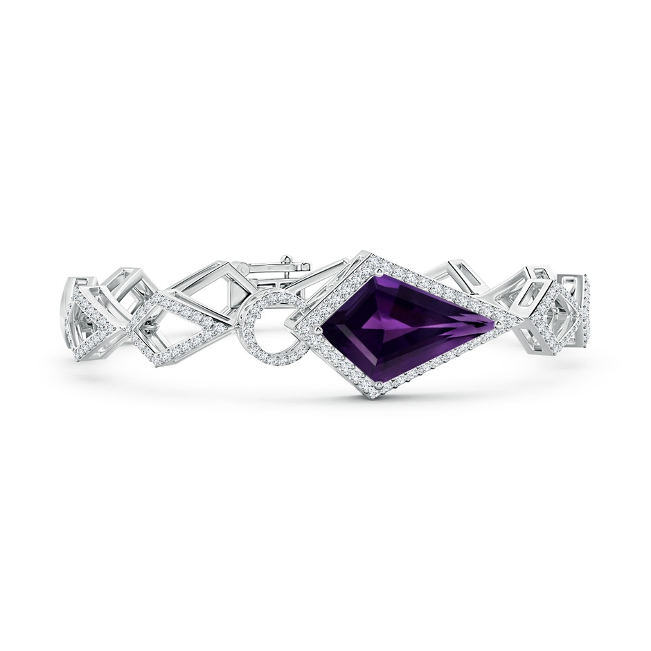 23.10x14.03x8.59mm AAAA GIA Certified Kite-Shaped Step-Cut Amethyst Bracelet in White Gold 