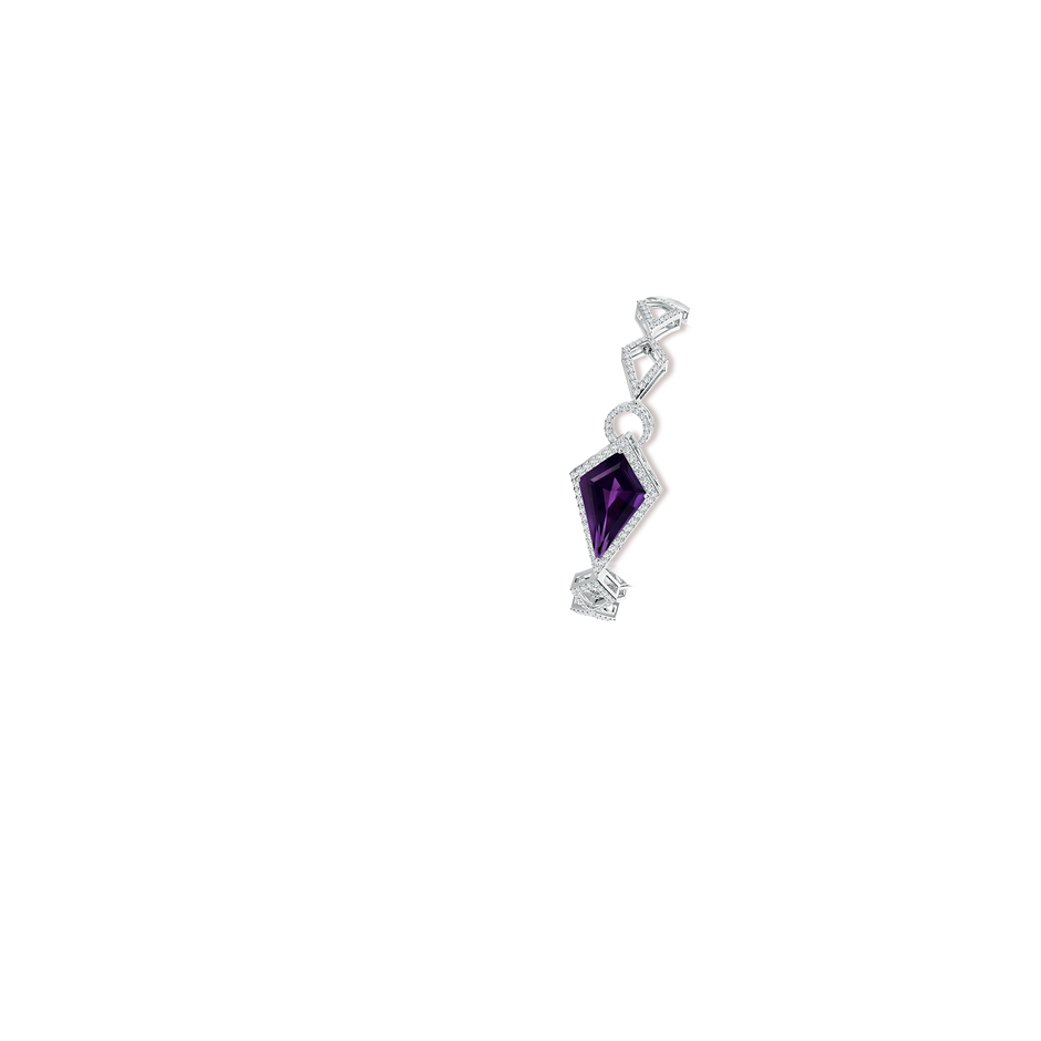 23.10x14.03x8.59mm AAAA GIA Certified Kite-Shaped Step-Cut Amethyst Bracelet in White Gold brac