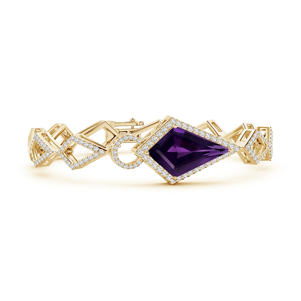 23.10x14.03x8.59mm AAAA GIA Certified Kite-Shaped Step-Cut Amethyst Bracelet in Yellow Gold