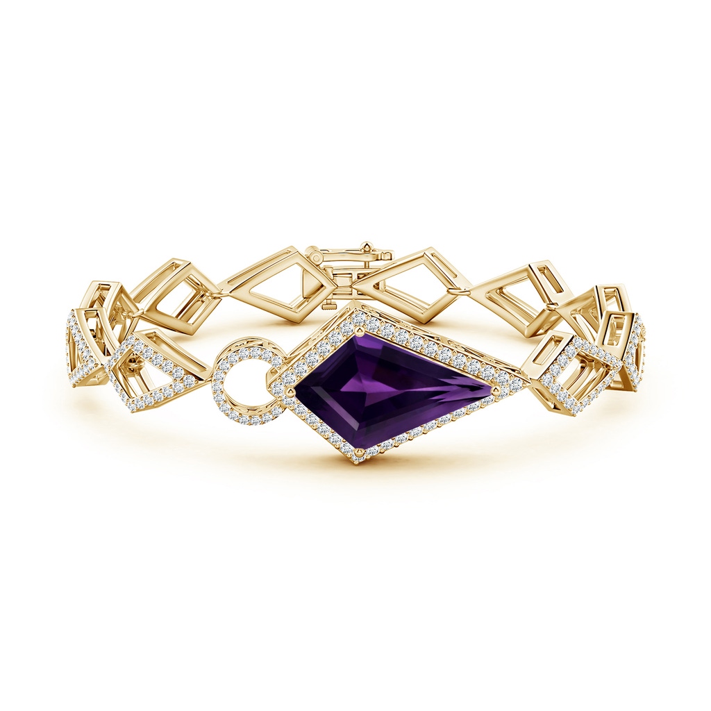 23.10x14.03x8.59mm AAAA GIA Certified Kite-Shaped Step-Cut Amethyst Bracelet in Yellow Gold - side 199
